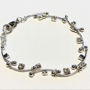 Silver Bracelet with Faux Diamonds Rhinestones